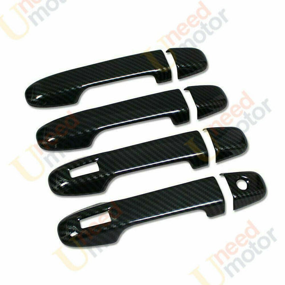 Embellecedor de manija de puerta compatible con Scion xD 2011-2014 (impresión de fibra de carbono, orificios inteligentes) 