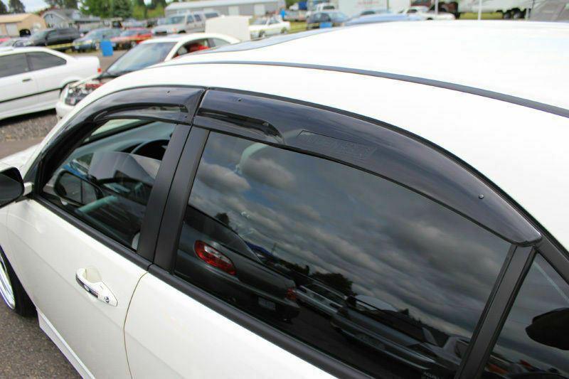 Dark Smoke Side Window Visors For Toyota Corolla 2009-2013 – 3D MUGEN Style Rain Deflectors, ABS Plastic 4-Piece Set