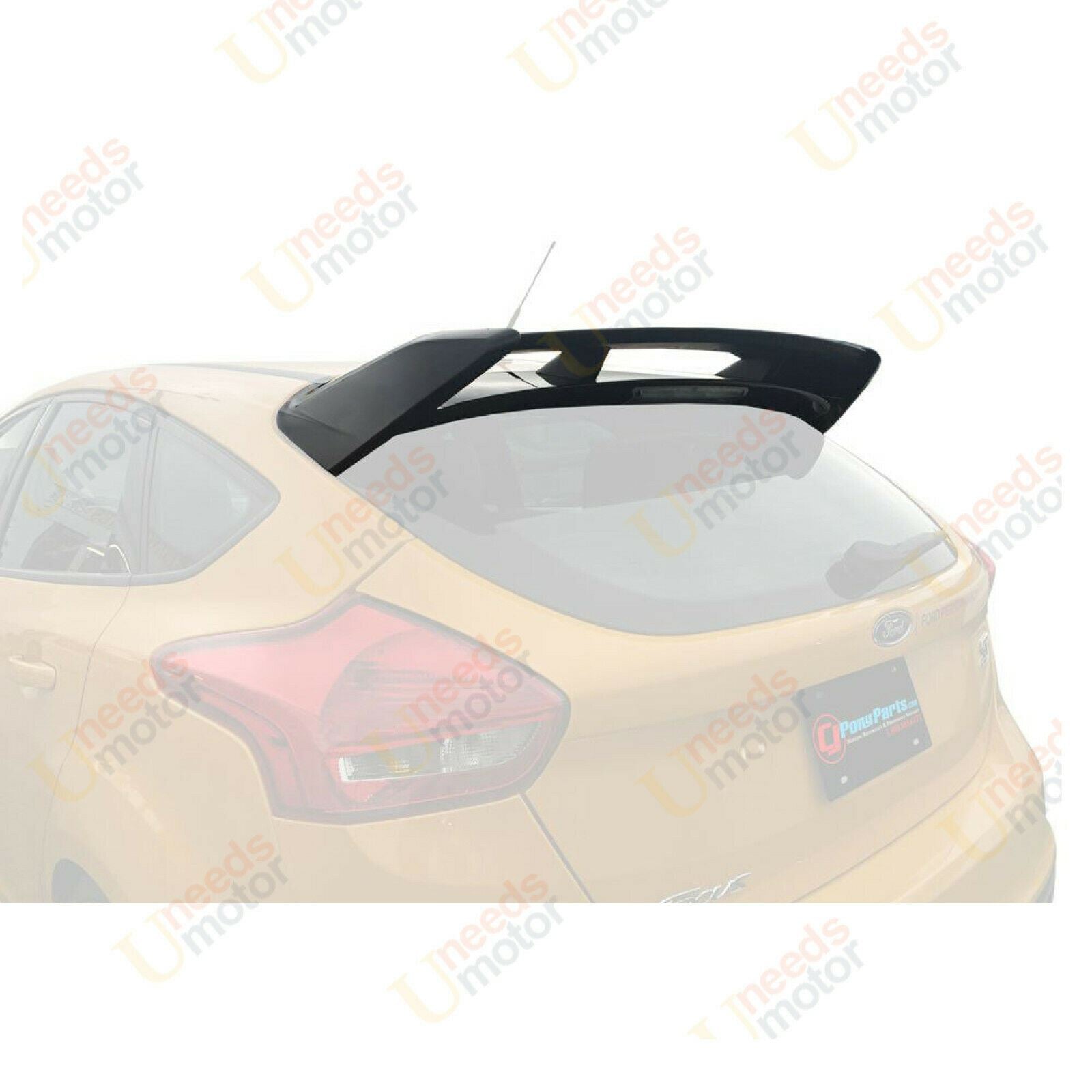 Fits 2013-2018 Ford Focus Hatchback RS Style Rear Roof Wing Spoiler (Glossy Black) - 0