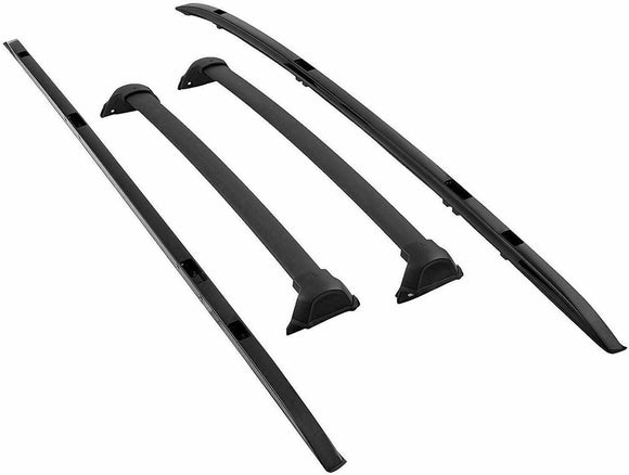 Fit 2017-2021 Honda CRV Black Roof Rack Rail + Top Cross Bars Set Luggage Carrier