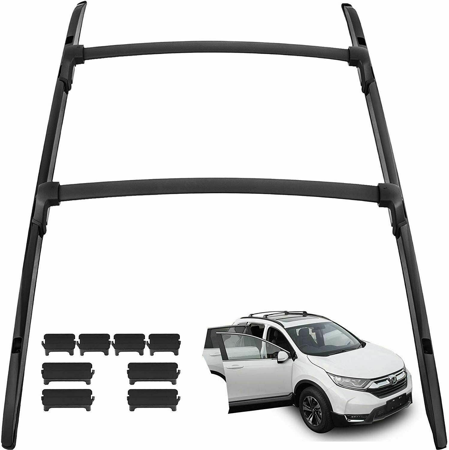 Fit 2017-2021 Honda CRV Black Roof Rack Rail + Top Cross Bars Set Lugg |  SuperAutoUSA