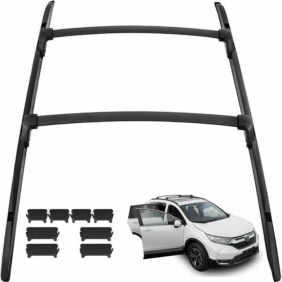 Fit 2017-2021 Honda CRV Black Roof Rack Rail + Top Cross Bars Set Luggage Carrier