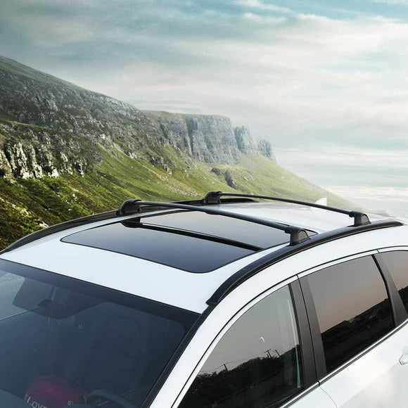 Fit 2017-2021 Honda CRV Black Roof Rack Rail + Top Cross Bars Set Luggage Carrier