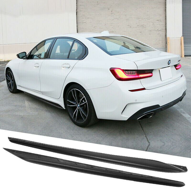 Compatible con faldas laterales negras estilo BMW 3 Series F30 F31 M 2012-2018 (estampado de fibra de carbono).