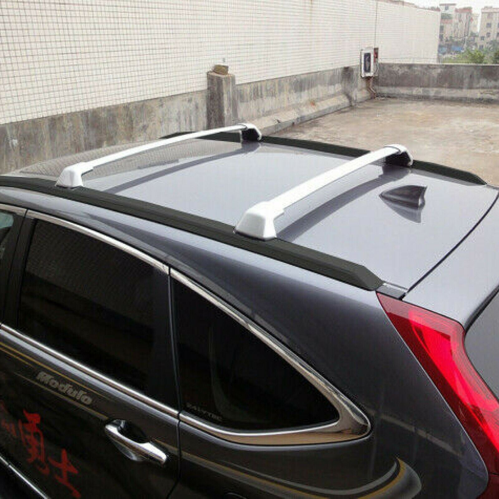 Ajuste 2012-2016 Honda CRV CR-V negro plateado portaequipajes barra de riel lateral juego de barras transversales-2