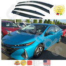 Fit 2016-2021 Toyota Prius / Prime Clip-On Chrome Trim Vent Window Visors Rain Sun Wind Guards Shade Deflectors-4