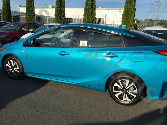 Fit 2016-2021 Toyota Prius / Prime Clip-On Chrome Trim Vent Window Visors Rain Sun Wind Guards Shade Deflectors