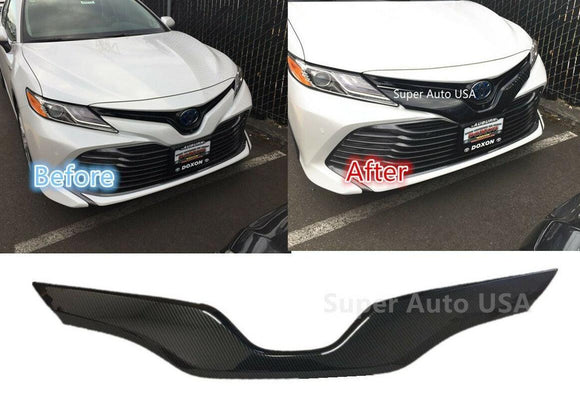 Se adapta a la rejilla delantera del automóvil Toyota Camry 2018-2023, moldura de cubierta (impresión de fibra de carbono) 