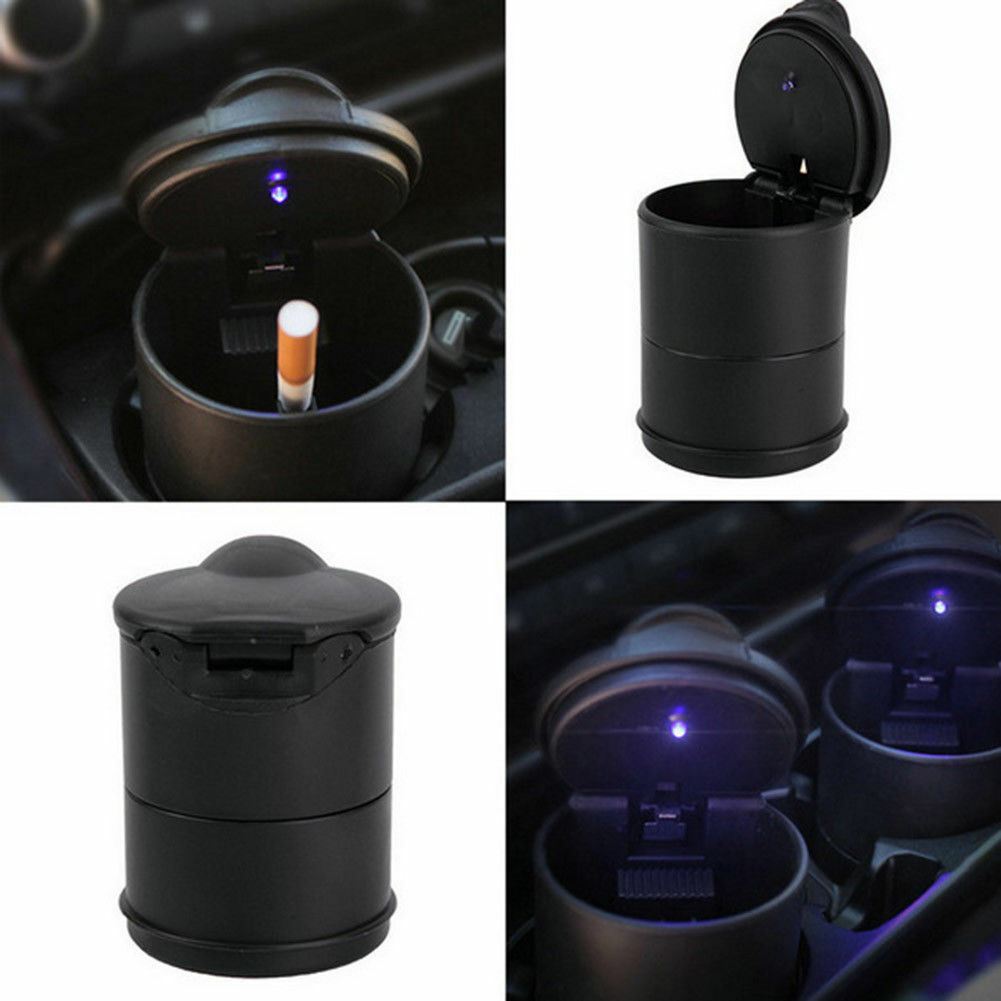 Cenicero LED universal para coche, camión, cenizas, soporte para cilindro, cenicero portátil para vehículo (azul)