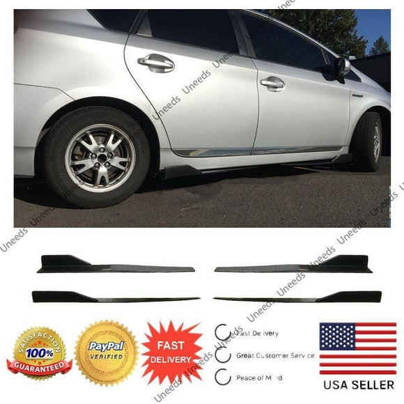 Universal Side Skirts Body Kit Rocker Panels Splitters Winglet Wings (Black, 4 pcs)