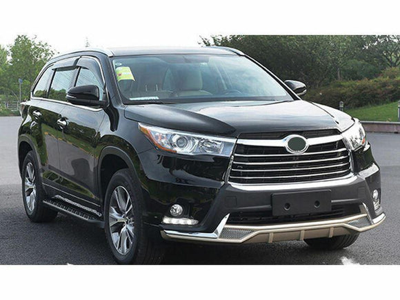 Fit 2014-2018 Toyota Highlander Clip-On Chrome Trim Vent Window Visors Rain Sun Wind Guards Shade Deflectors