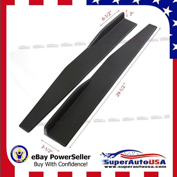 Universal Side Skirts Body Kit Rocker Panels Splitters Wings (Carbon Fiber Print)
