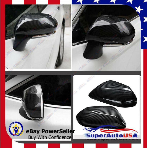 Fit 2018-23 Toyota Camry Side Door Rearview Mirror Cover Trim (Carbon Fiber Print)
