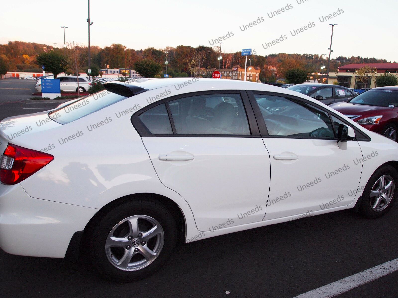 Ajuste 2012-2015 Honda Civic 4Dr ABS negro techo trasero ventana visera Spoiler 3D JDM-3