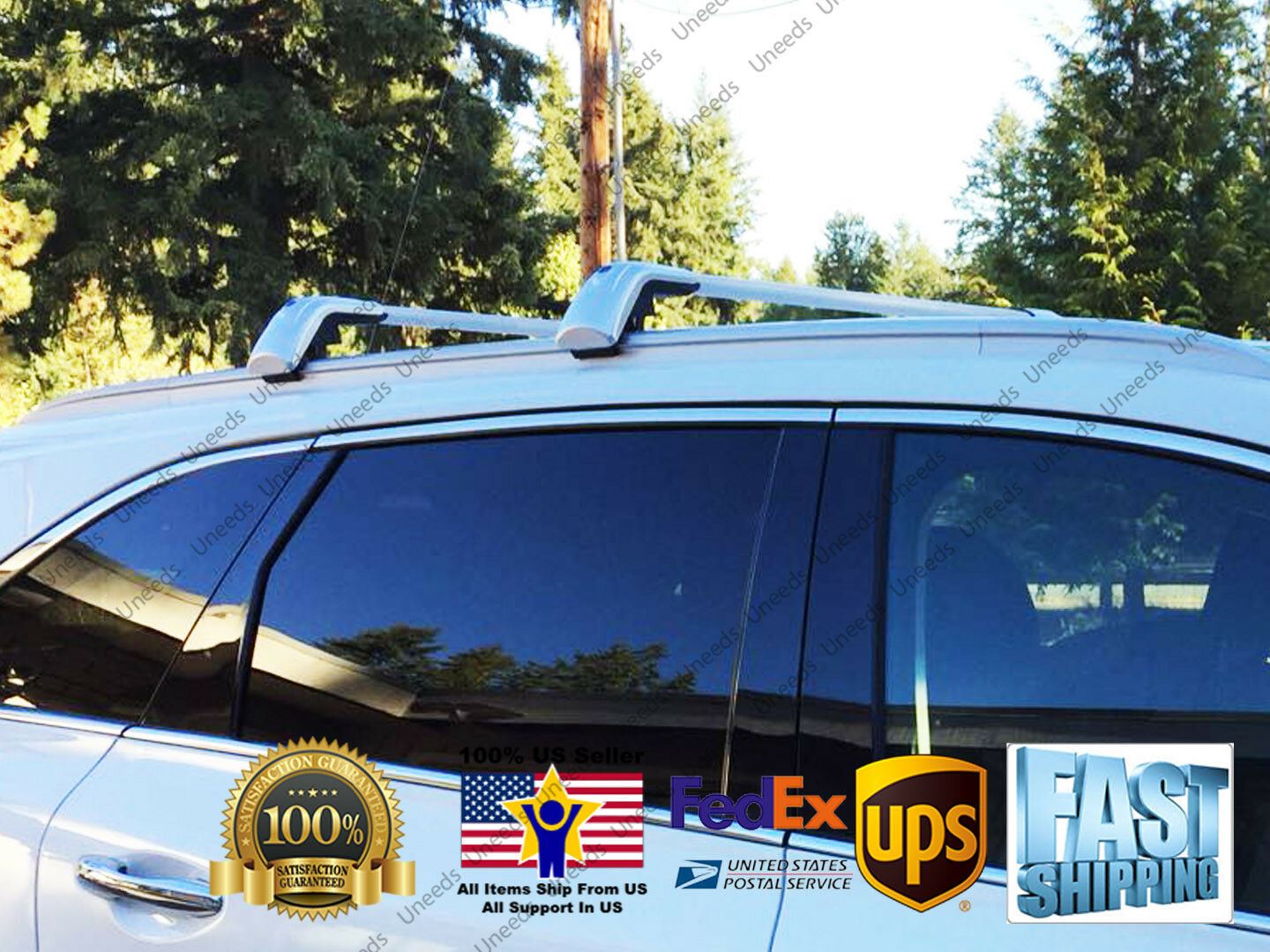 Fit 2016-2019 Lincoln MKX Sliver Roof Rack Crossbar Luggage Carrier |  SuperAutoUSA