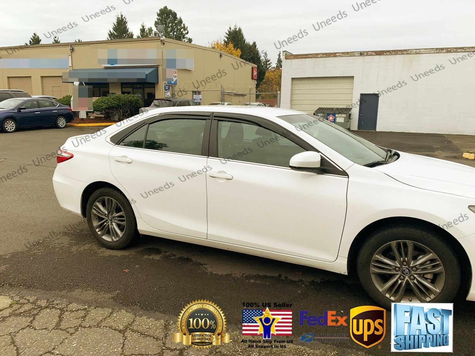 Fit 2012-2017 Toyota Camry 3D Mugen Style Vent Window Visors Rain Sun Wind Guards Shade Deflectors & Rear Roof Spoiler Wings