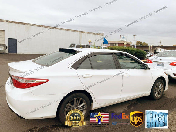 Fit 2012-2017 Toyota Camry 3D Mugen Style Vent Window Visors Rain Sun Wind Guards Shade Deflectors & Rear Roof Spoiler Wings
