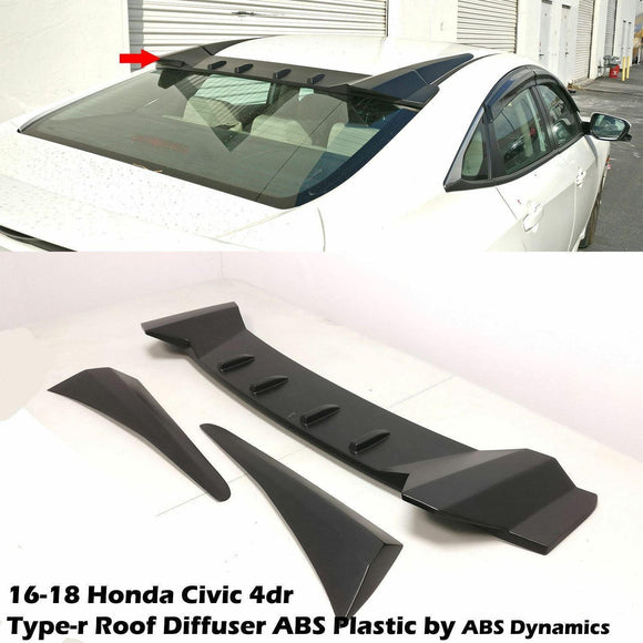 Generadores de vórtices para techo de Honda CIVIC 10th Sedan 2016-2021 (negro brillante) 