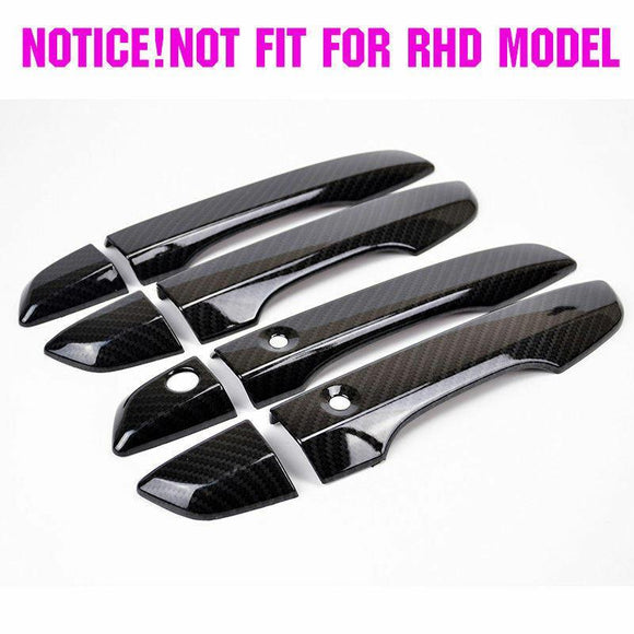 Fit 2016-2020 Honda Civic Door Handle Cover Bezel Trim (Carbon Fiber Print, Smart Holes)