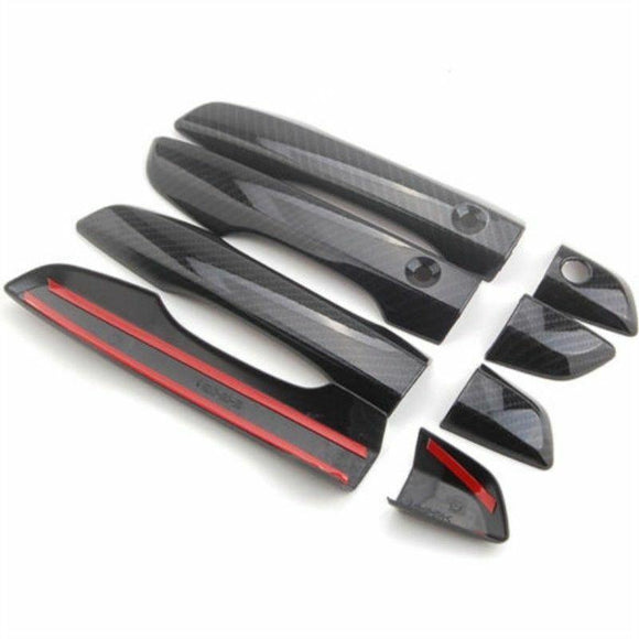 Fit 2016-2020 Honda Civic Door Handle Cover Bezel Trim (Carbon Fiber Print, Smart Holes)