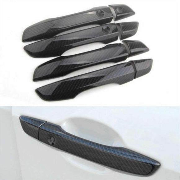Fit 2016-2020 Honda Civic Door Handle Cover Bezel Trim (Carbon Fiber Print, Smart Holes)