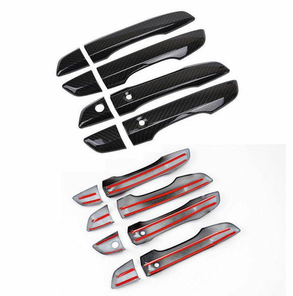 Fit 2016-2020 Honda Civic Door Handle Cover Bezel Trim (Carbon Fiber Print, Smart Holes)