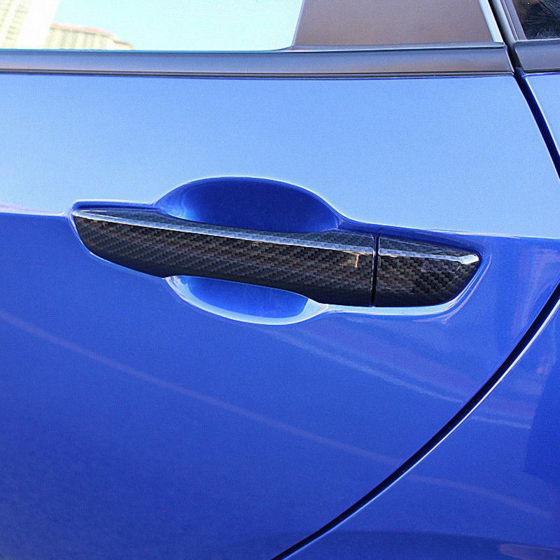 Fit 2016-2020 Honda Civic Door Handle Cover Bezel Trim (Carbon Fiber Print, Smart Holes)