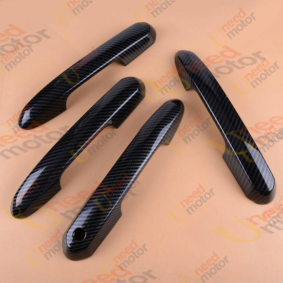 Fit 2019-2021 Toyota RAV4 Car Side Door Handle Cover Trim (Carbon Fiber Print, Smart Holes)