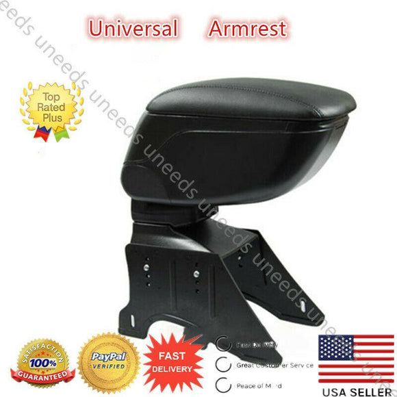 Universal Adjustable  Black Big Storage Armrest Box Center Console (Black)