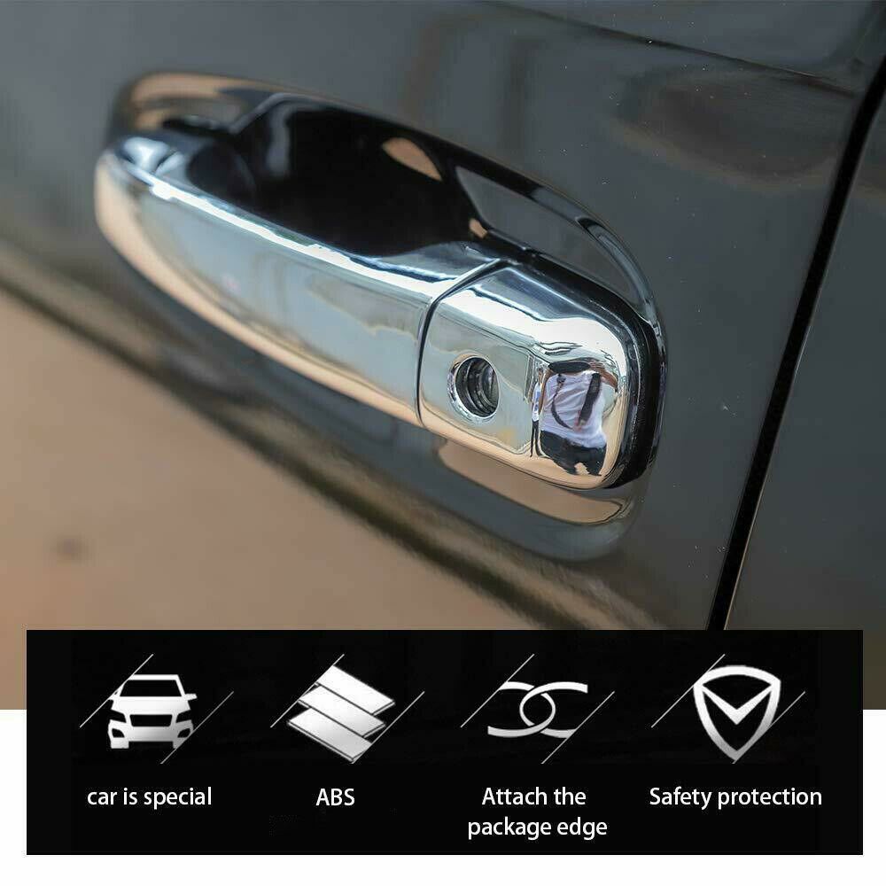 Fit 2007-2019 Toyota Tundra External Door Handle Knobs Trim Decor Cover (Chrome) - 0