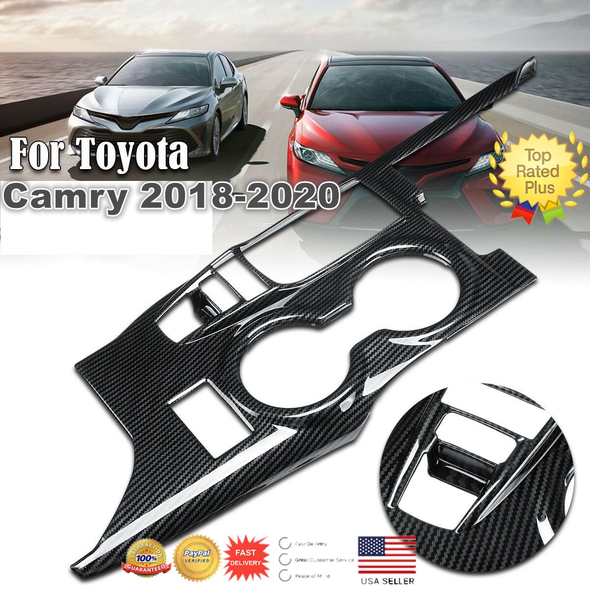 Se adapta a la cubierta del panel de la caja de cambios interior del Toyota Camry 2018-2020 (negro brillante)