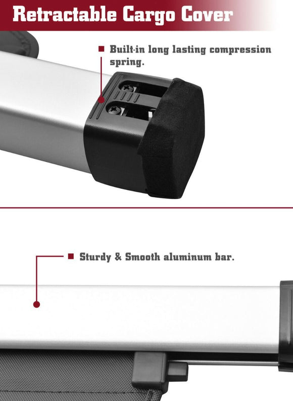 Se adapta a Infiniti QX50 2019-2020, cubierta de carga retráctil para baúl trasero y red gratuita (negra) 