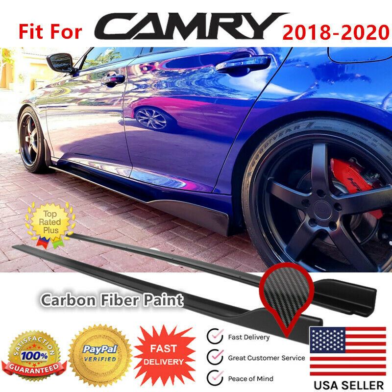 Se adapta a Toyota Camry 2018-2020 Juego de 2 extensiones de faldones laterales (estampado de fibra de carbono)-1