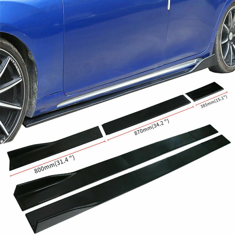Fit BMW Side Skirt Extensions Splitters Lip Polypropylene 78.7"/2m (Gloss Black)