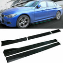 Fit BMW Side Skirt Extensions Splitters Lip Polypropylene 78.7"/2m (Gloss Black)-1