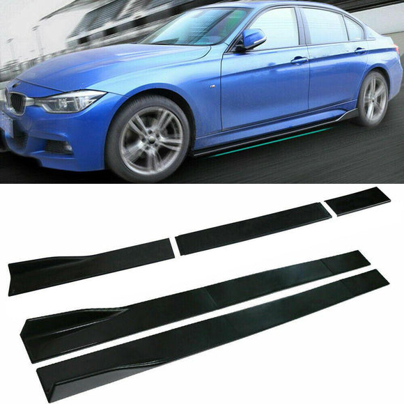 Fit BMW Side Skirt Extensions Splitters Lip Polypropylene 78.7"/2m (Gloss Black)