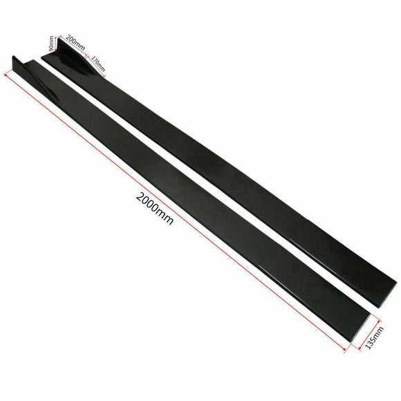 Fit BMW Side Skirt Extensions Splitters Lip Polypropylene 78.7"/2m (Gloss Black)