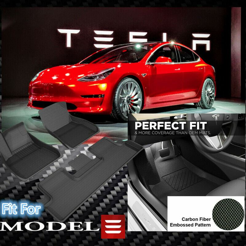 Fit 2017-2020 Tesla Model 3 Floor Mats Anti Spill Lazer Cut Floor Mats - 0