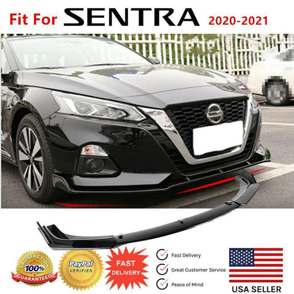 Fit 2020-2024 NISSAN Sentra FRONT BUMPER LIP SPOILER SPLITTER (Gloss Black)