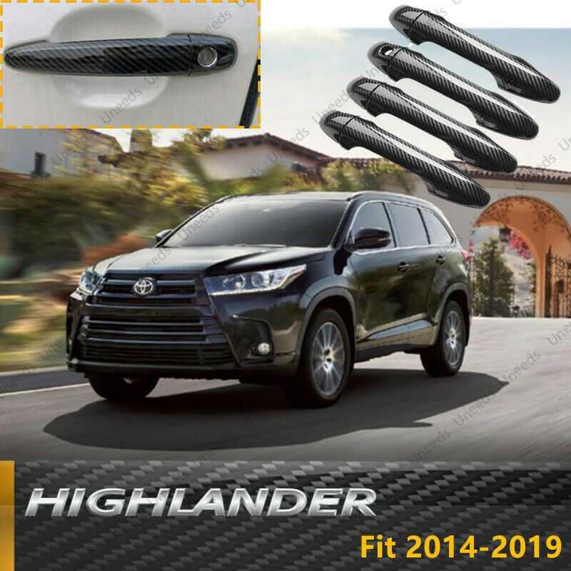 Fit 2014-2019 Toyota Highlander Door Handle Cover (Carbon Fiber Print)