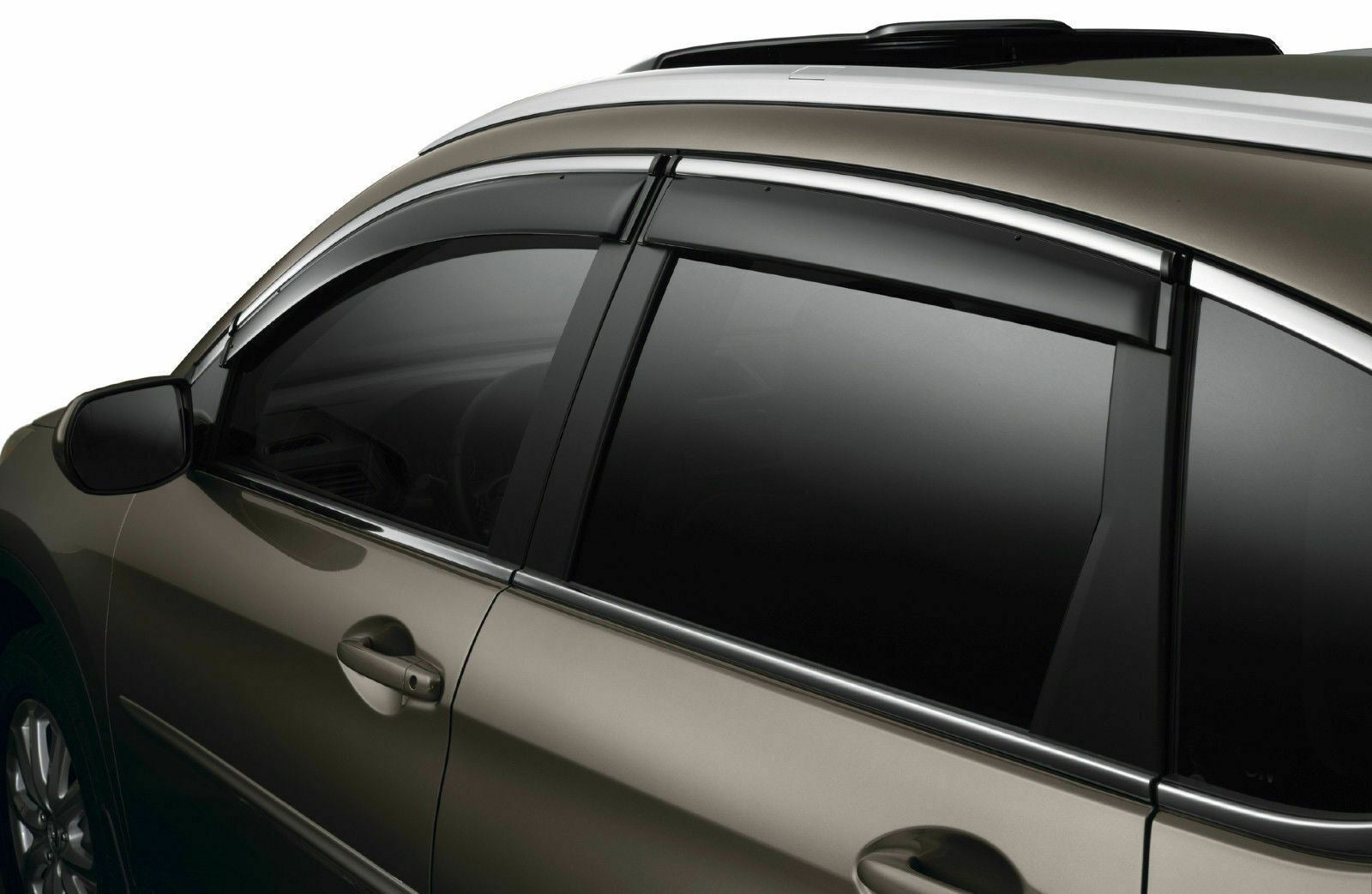 Ajuste 2019-2021 Subaru Forester Clip-On Chrome Trim Vent Window Viseras Rain Sun Wind Guards Shade Deflectors-3