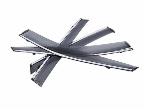 Fit 2019-2024 Subaru Forester Clip-On Chrome Trim Vent Window Visors Rain Sun Wind Guards Shade Deflectors