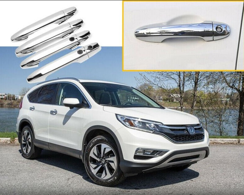 Fit 2012-2016 Honda CRV CR-V Car Door Handle Cover Trims (Mirror Chrome, Smart Holes)