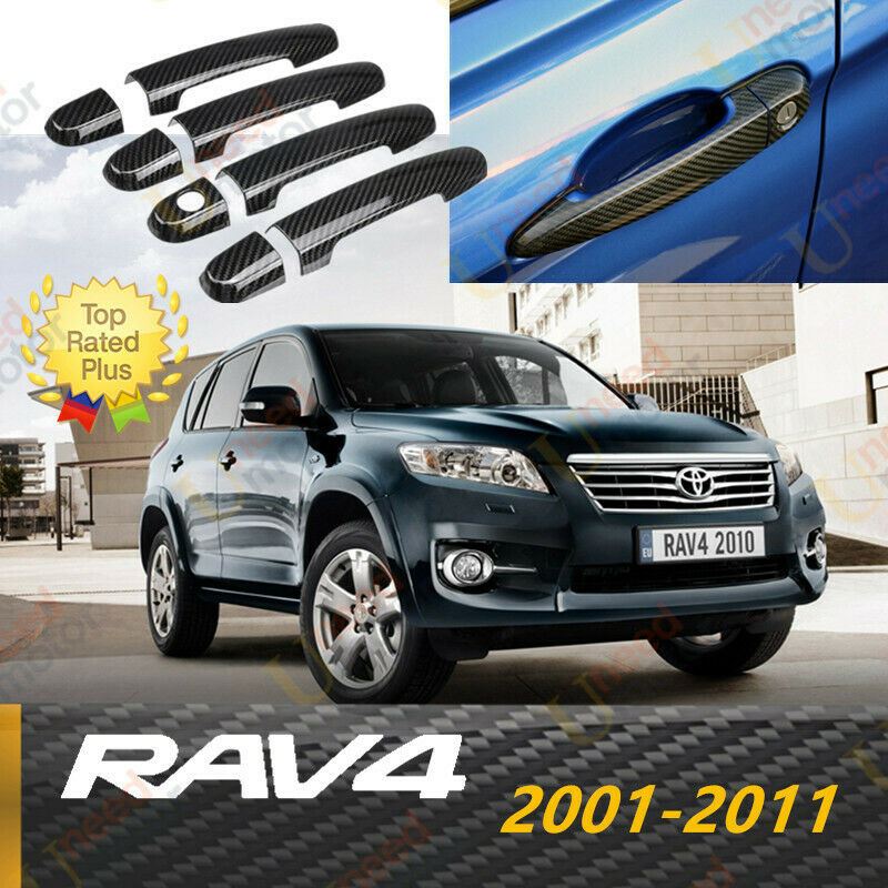 Fit 2001-2011 Toyota RAV4 Door Handle Cover Trim (Carbon Fiber Print)