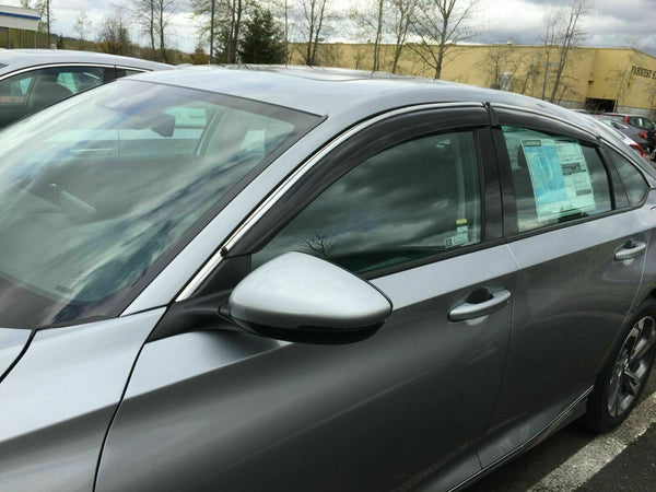 Ajuste 2012-2017 Hyundai Accent Sedan Clip-On Chrome Trim Vent Window Viseras Rain Sun Wind Guards Shade Deflectors