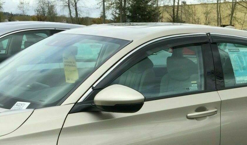 Ajuste 2012-2017 Hyundai Accent Sedan Clip-On Chrome Trim Vent Window Viseras Rain Sun Wind Guards Shade Deflectors