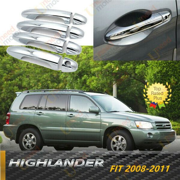 Fit 2008-2011 Toyota Highlander Door Handle Cover Trims Accessories (Mirror Chrome)