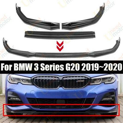 Se adapta a BMW Serie 3 G20 M Sport 2019-2021 parachoques delantero labio coche Spoiler (negro brillante)