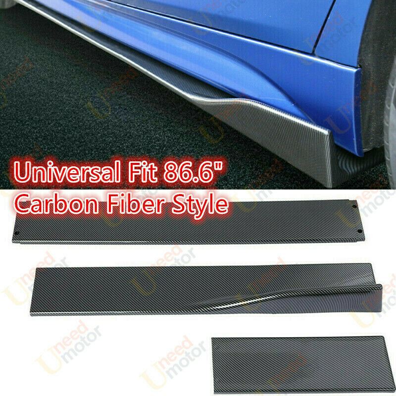 Fit Honda Accord 86.6" Side Body Skirt with Extensions Spoiler (Carbon Fiber Style) - 0