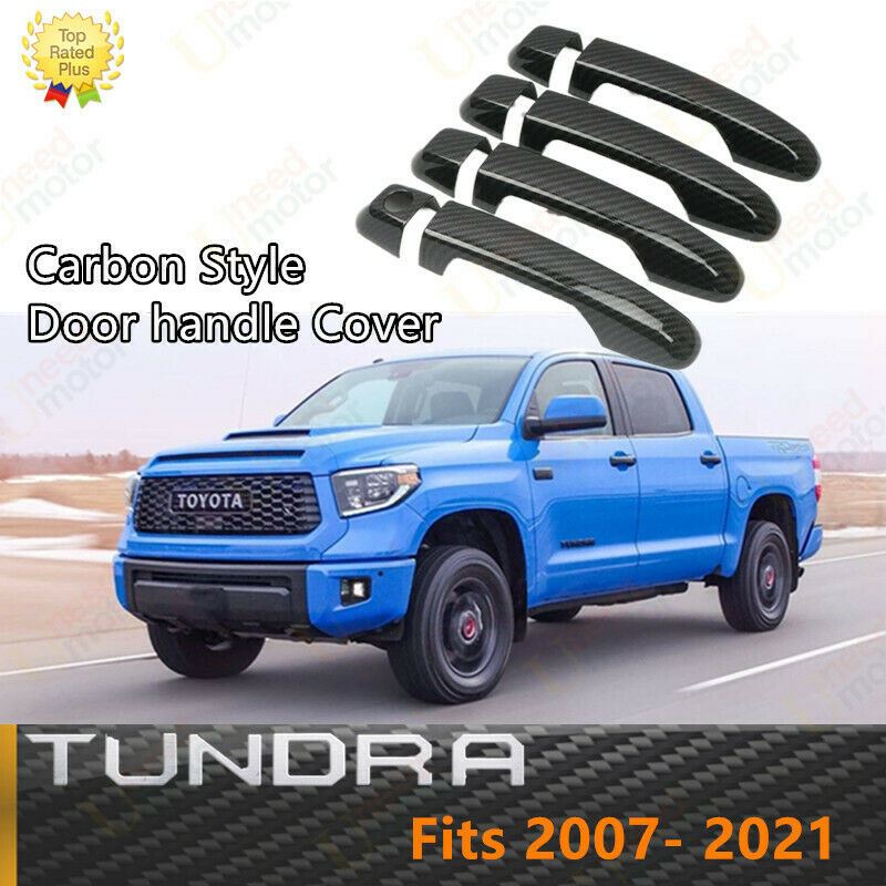 Ajuste de cubiertas de manija de puerta Toyota Tundra 2007-2021 (estampado de fibra de carbono) - 0